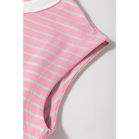 Sachet Pink Striped Crew Neck Cap Sleeve T Shirt - L thumbnail