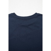 Dirty blue Solid Color Toothpick Stripe Round Neck T Shirt - 2XL thumbnail