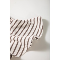 Parchment Contrast Detail Striped Ruffle Short Sleeve Top - L thumbnail
