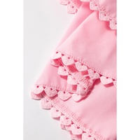 Pink Tiered Heart Trim Square Neck Flutter Top - L thumbnail