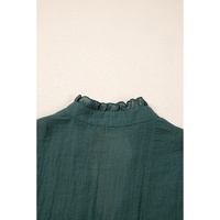Skobeloff Frilled V Neck Ruffled Cap Sleeve Blouse - L thumbnail