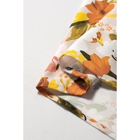 Russet Orange Ruffled V Neck Scalloped Short Sleeve Floral Blouse - L thumbnail
