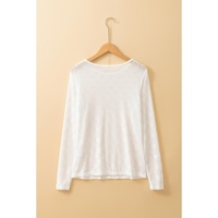 White Mesh Bow Pattern Long Sleeve Top - S thumbnail