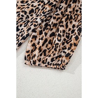 Apricot Leopard V Neck Half Sleeve Blouse - L thumbnail