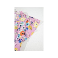Pink Flutter Sleeve V Neck Floral Top - L thumbnail