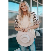 Azura Exchange Leopard Ruffle Sleeve Waffle Knit Top - S thumbnail