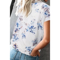 Azura Exchange Scalloped V Neck Short Sleeves Top - L thumbnail