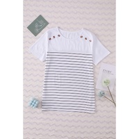 Azura Exchange Striped Buttoned Short Sleeve Top - XL thumbnail