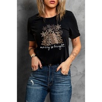 Azura Exchange Leopard Christmas Tree Graphic Print T-Shirt - S thumbnail