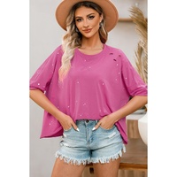 Azura Exchange Bleached Distressed Short Sleeve Top - M thumbnail