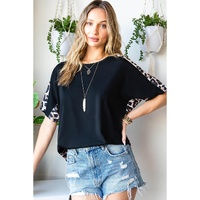 Azura Exchange Leopard Splicing Short Sleeve T-Shirt - M thumbnail