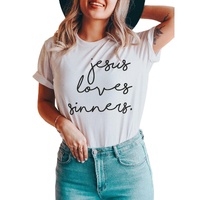 Azura Exchange Jesus Loves Sinners Funny T-Shirt - L thumbnail