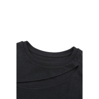 Azura Exchange Slash Cutout Cap Sleeve T Shirt - S thumbnail