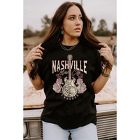 Azura Exchange Leopard Guitar Rose Print T-Shirt - L thumbnail