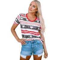 Azura Exchange Star and Stripe Print V-Neck T-Shirt - M thumbnail