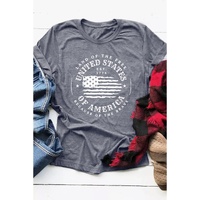 Gray United States Of America Flag Graphic Print T Shirt - M thumbnail