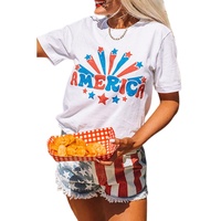 White AMERICA Star Graphic Round Neck Tee - M thumbnail