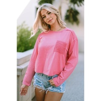 Azura Exchange Lace Patch Pocket Long Sleeve T-shirt - M thumbnail