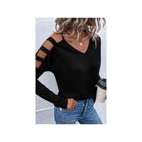 Azura Exchange Cold Shoulder Cut Out Long Sleeve Top - M thumbnail
