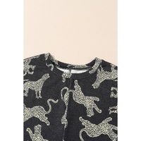 Black Lively Cheetah Print Long Sleeve Top - M thumbnail