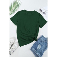 Green Casual Plain Crew Neck Tee - S thumbnail