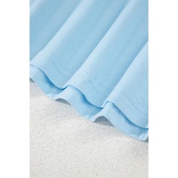 Light Blue Bright Casual Plain Crew Neck Tee - L thumbnail