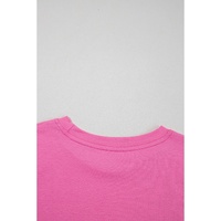 Sachet Pink Bright Casual Plain Crew Neck Tee - 2XL thumbnail