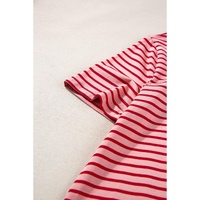 Pink Stripe Crew Neck Casual T Shirt - L thumbnail