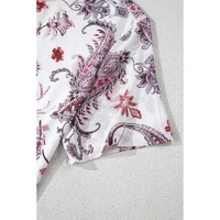 White Vintage Paisley Mock Neck T Shirt - L thumbnail