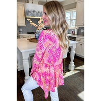Rose Classic Leopard Print Handkerchief Hem Tunic Top - L thumbnail