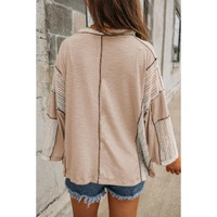 Parchment Crochet Detail Exposed Seam High Low Loose Top - L thumbnail