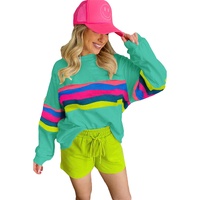 Green Colorful Striped Accent Long Sleeve T Shirt - 2XL thumbnail