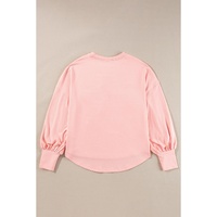 Gossamer Pink Studded Star Graphic Oversized Long Sleeve Top - L thumbnail