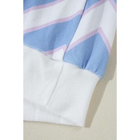 Sky Blue Zigzag Striped Print V Neck Oversized Top - L thumbnail