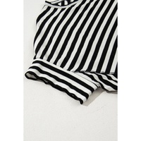 Black Stripe Batwing Sleeve Crewneck Oversized Top - L thumbnail