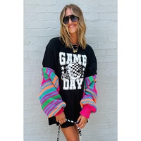 Black GAME DAY Checkerboard Rugby Football Helmet T Shirt - L thumbnail