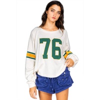 White Number 76 Printed Retro Sporty Long Sleeve Top - XL thumbnail