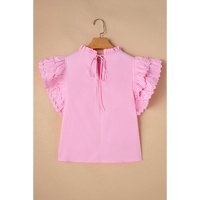 Bonbon Ricrac Ruffled Sleeve Frilled Collar Blouse - L thumbnail