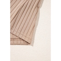 Straw Yellow Ribbed Knit V Neck Long Sleeve Slim Fit Top - M thumbnail