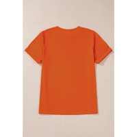 Orange SPOOKY Vibe Ghost Print Crewneck Halloween T Shirt - S thumbnail
