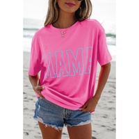 Bright Pink MAMA Letter Graphic Neon T Shirt - L thumbnail