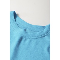 Light Blue Bubble Sleeve Solid Color Elegant T-Shirt - L thumbnail