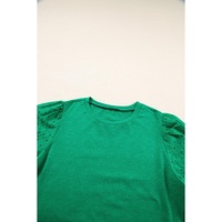 Bright Green Eyelet Embroidered Patchwork Shift Top - L thumbnail