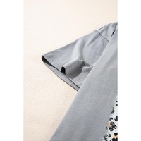 Medium Grey Stars Leopard Graphic Distressed Tee - L thumbnail