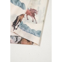 Beige Western Fashion Mustang River Printed Mesh T Shirt - L thumbnail