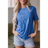 Sky Blue Vintage MOTHERHOOD Letter Graphic T Shirt - L thumbnail