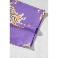 Purple Allover Tiger Printed Patch Pocket Loose T Shirt - XL thumbnail