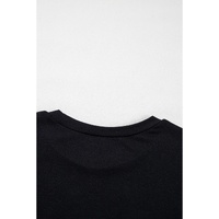 Black Sequin Stripes Patchwork Mardi Gras Crew Neck T Shirt - S thumbnail