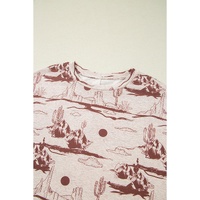 Brown Desert Sand Print Short Sleeve Knit Top - L thumbnail