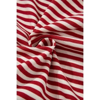 Red Stripe Bowknot Cutout Back Drop Shoulder Wide Bracelet Sleeve Loose Tee - XL thumbnail